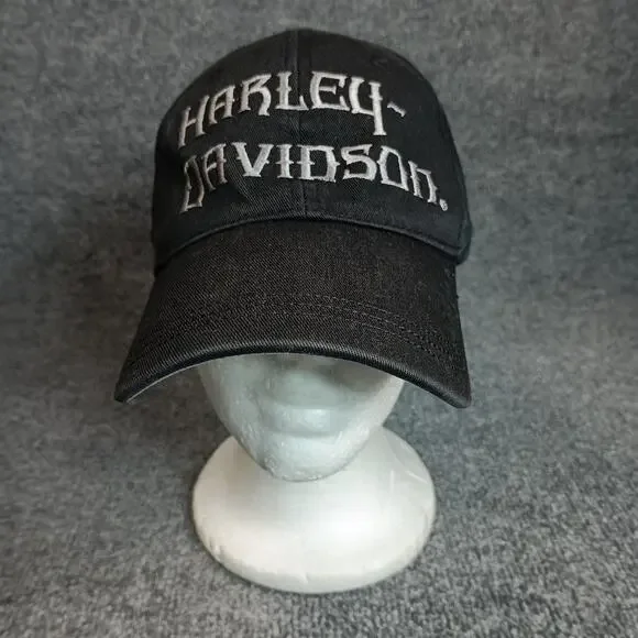 Harley Davidson Fitted Hat Cap Mens L XL Black Spellout Bar Shield - Picture 2 of 7